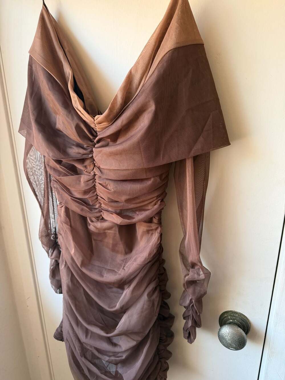 Fashion Nova Coco Mesh Mini Dress Size M Chocolate - Picture 2 of 8